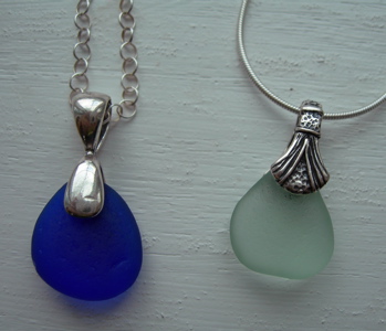 Seaglass necklaces.