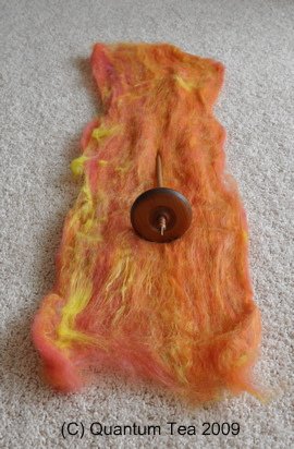 Bunny batt and spindle.