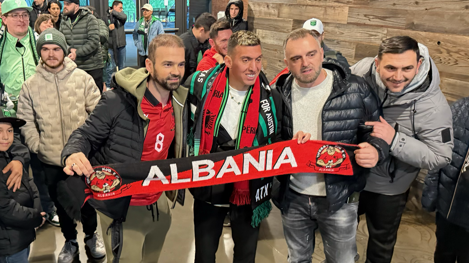 Myrto Uzuni with fans