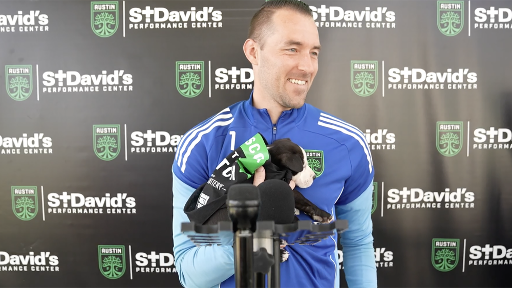 Brad Stuver with puppy