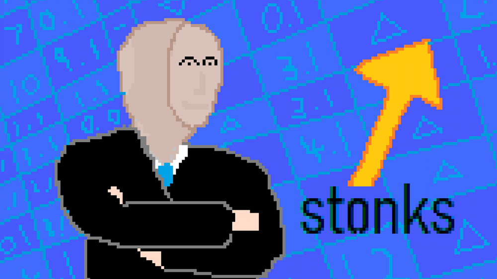 Stonks meme drawn in MS Paint