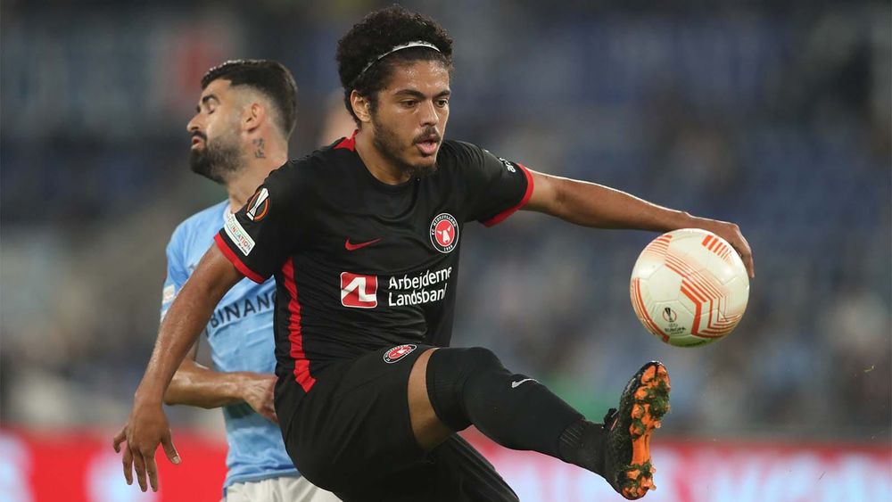 Evander playing soccer for Midtjylland