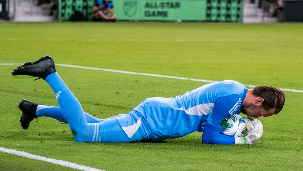 Brad Stuver saving a shot in the All-Star Game