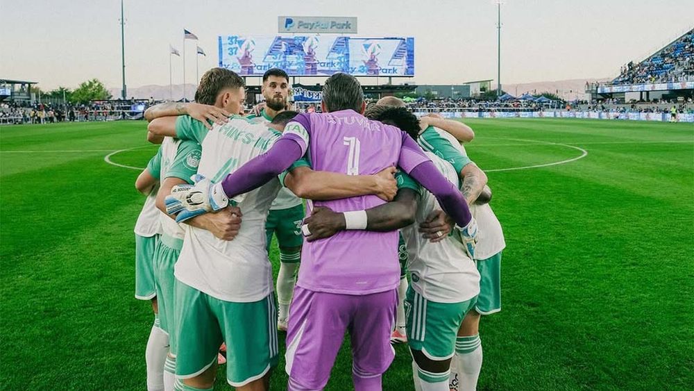 Austin FC huddling prior to match against San Jose