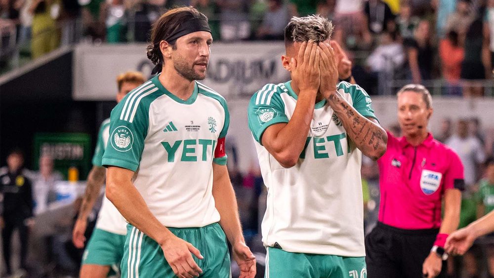 Myrto Uzuni reacts to missing a penalty kick