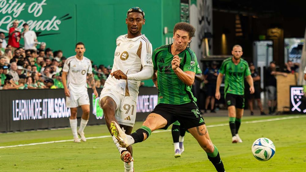 LAFC's Nkosi Tafari and Austin FC's CJ Fodrey battling for a ball in a recent match