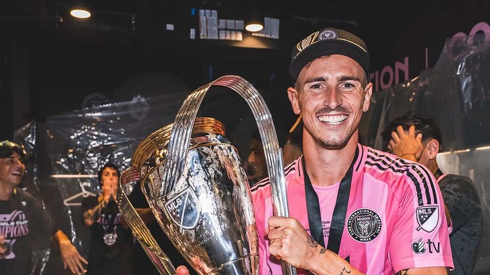 Tadeo Allende of Inter Miami CF holding MLS Cup trophy