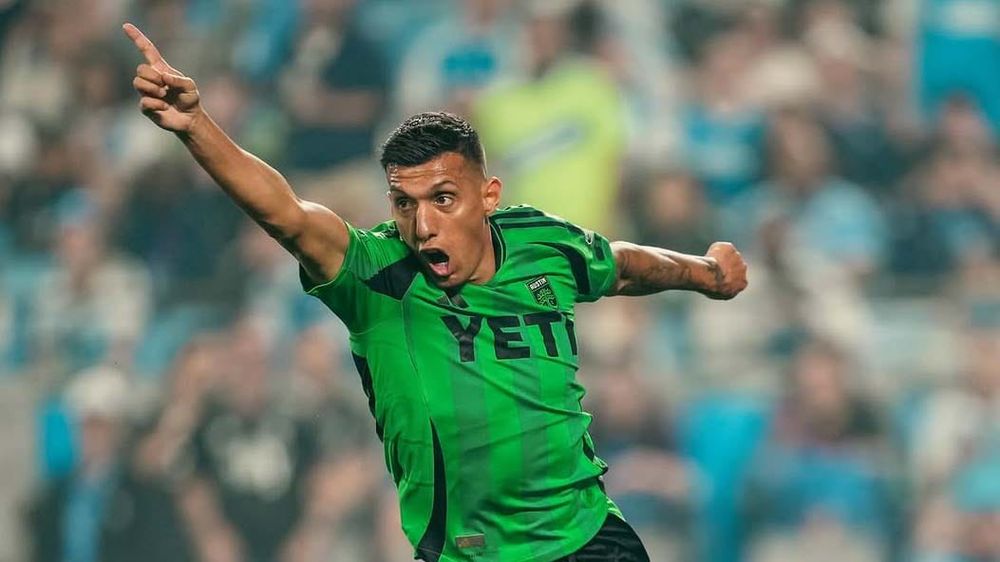 Myrto Uzuni exults in Austin FC's match against Charlotte FC