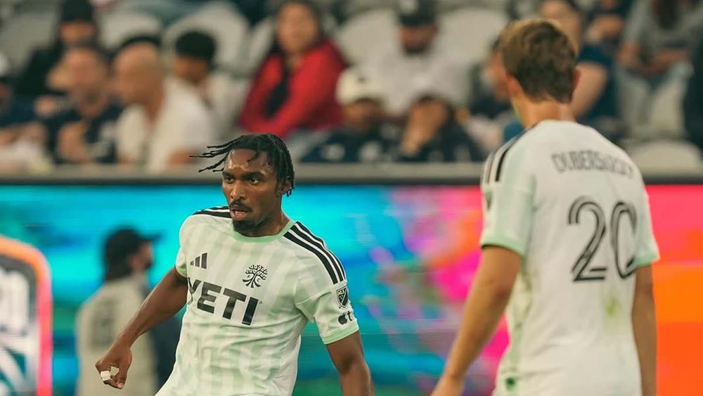 Jon Bell and Nicolás Dubersarsky of Austin FC playing against San Diego FC