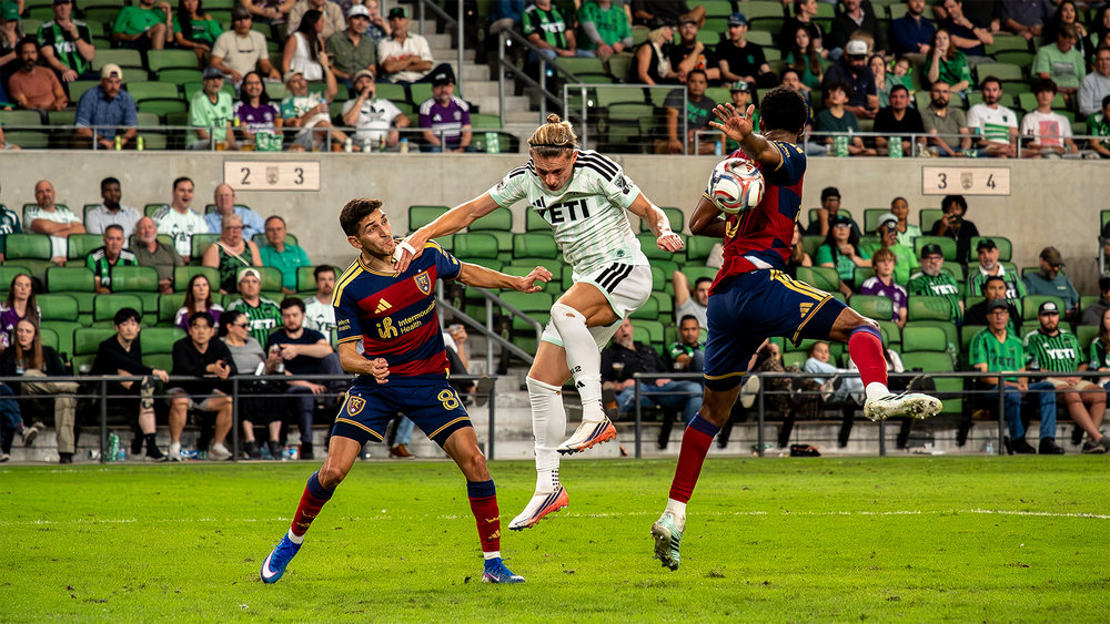 Kobi Henry most definitely not committing a handball foul that would have given Austin FC a chance at an equalizer