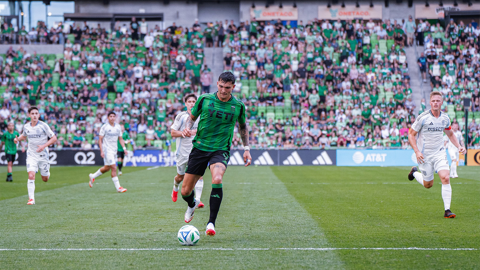 Brandon Vázquez playing for Austin FC against San Diego FC