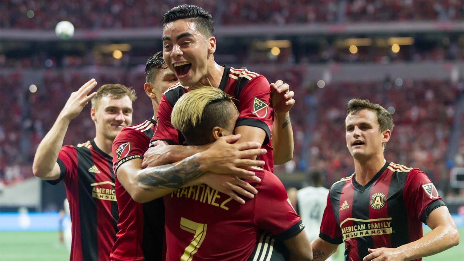 Miguel Almiron celebrating in 2018 MLS Cup match