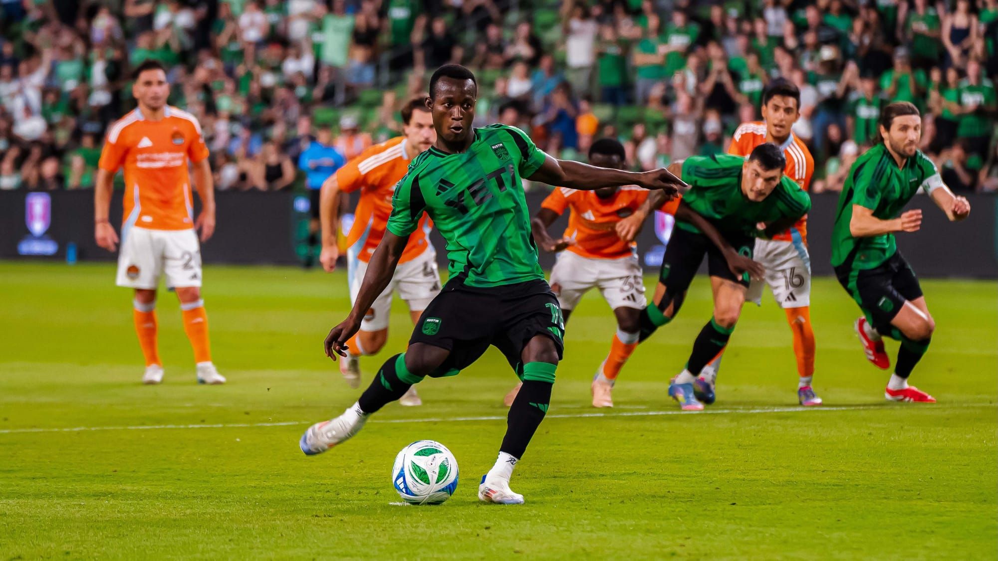 Osman Bukari converting PK goal vs. Houston