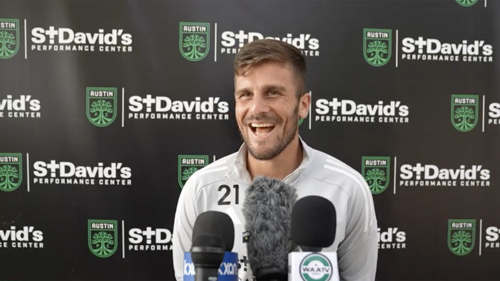 Austin FC's Diego Rubio at a press conferen