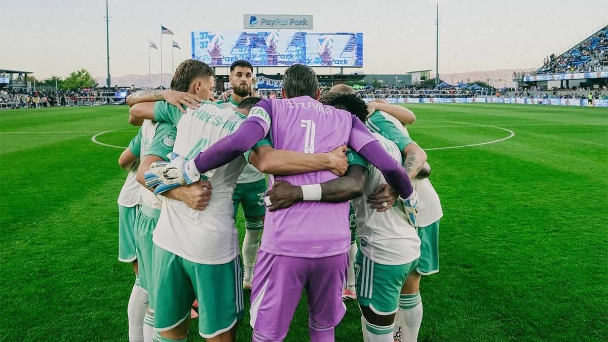 Austin FC huddling prior to match against San Jose