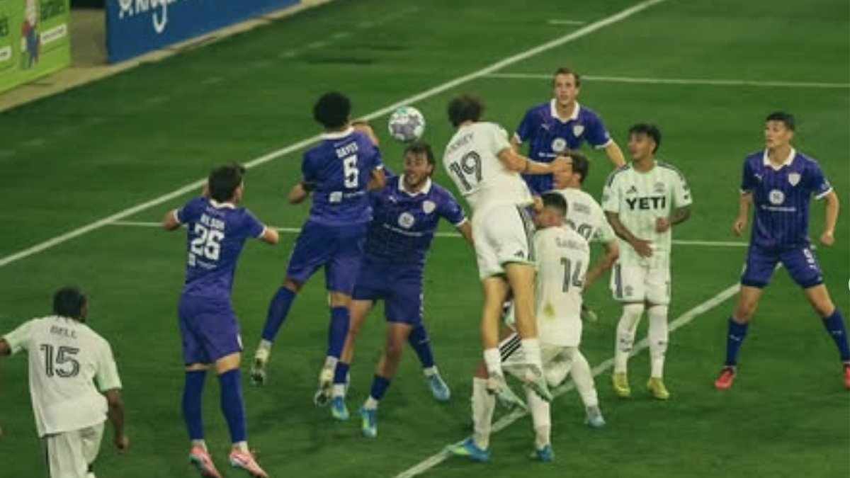 Austin FC's CJ Fodrey scoring against Louisviille City