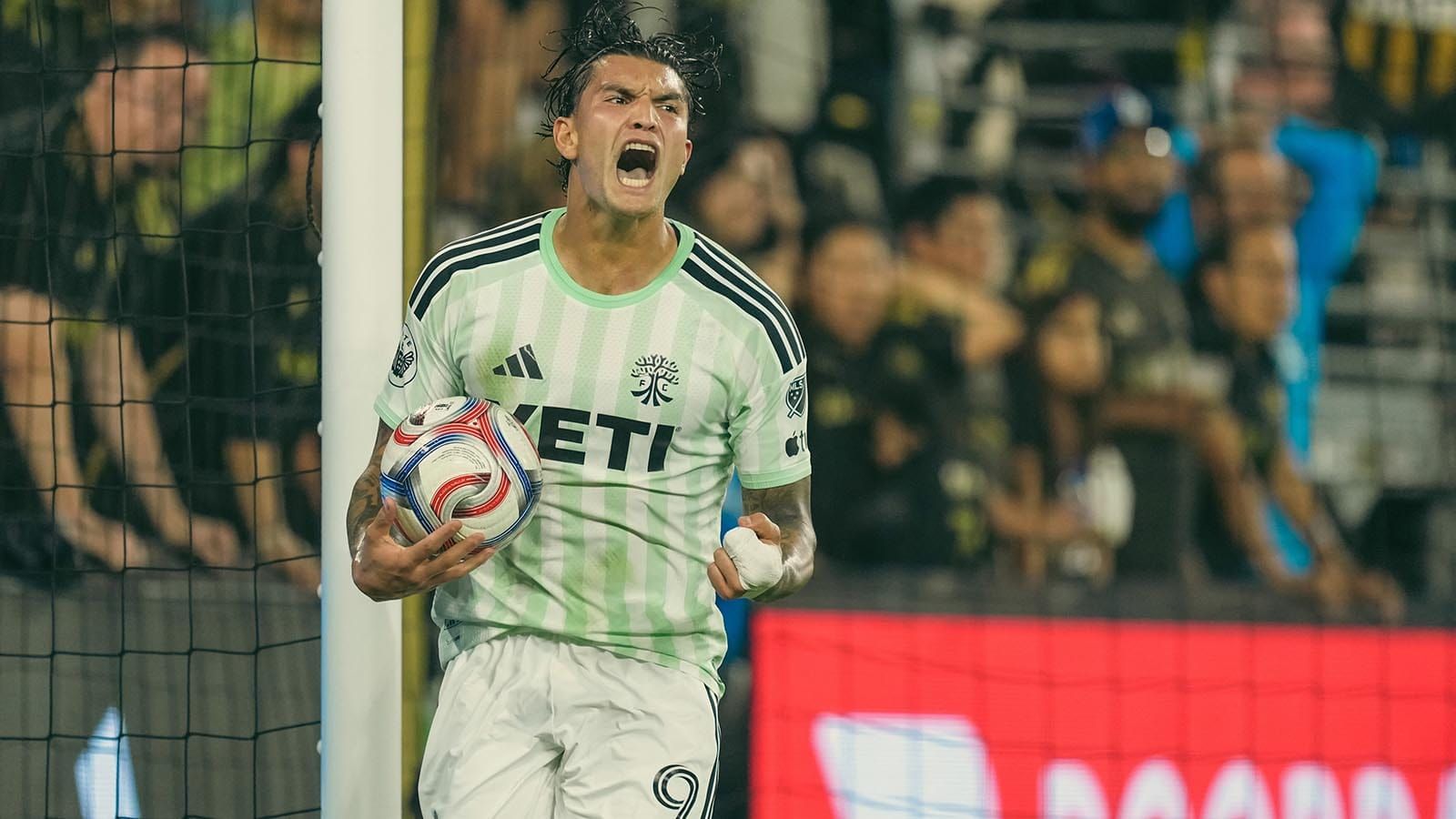 Brandon Vázquez celebrates a goal against LAFC