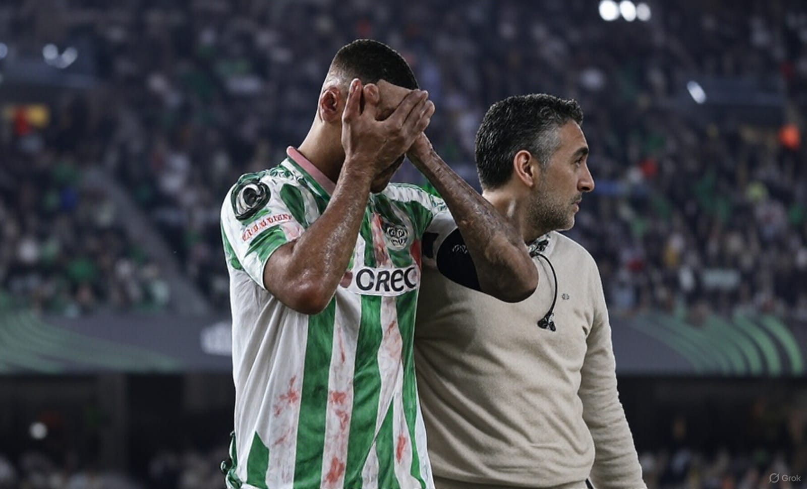 Natan, jugador del Betis sustituido tras un golpe en la cabeza