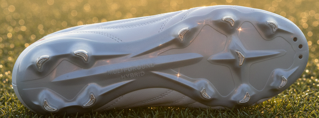 Botas de fútbol con tacos FG largos y espaciados para césped natural firme, recomendadas para estabilidad y tracción