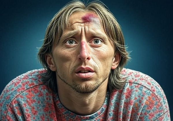 Jugador de fútbol con una conmoción cerebral