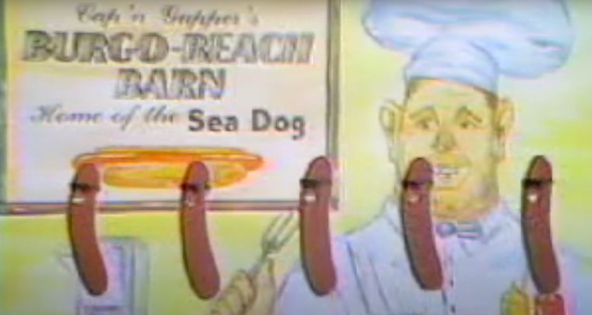 Hot dogs wearing sunglasses