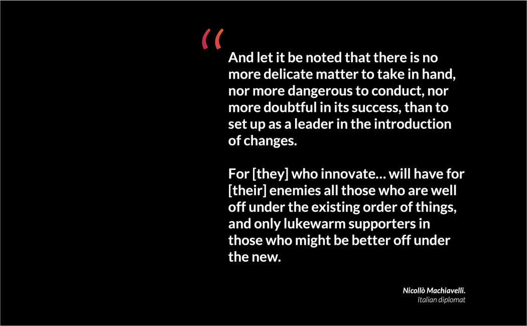 Quote by Nicollò Machiavelli on black background