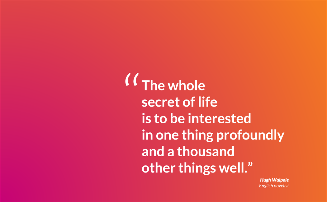 Quote listed below by English novelist Hugh Walpole, in white text over colorful background