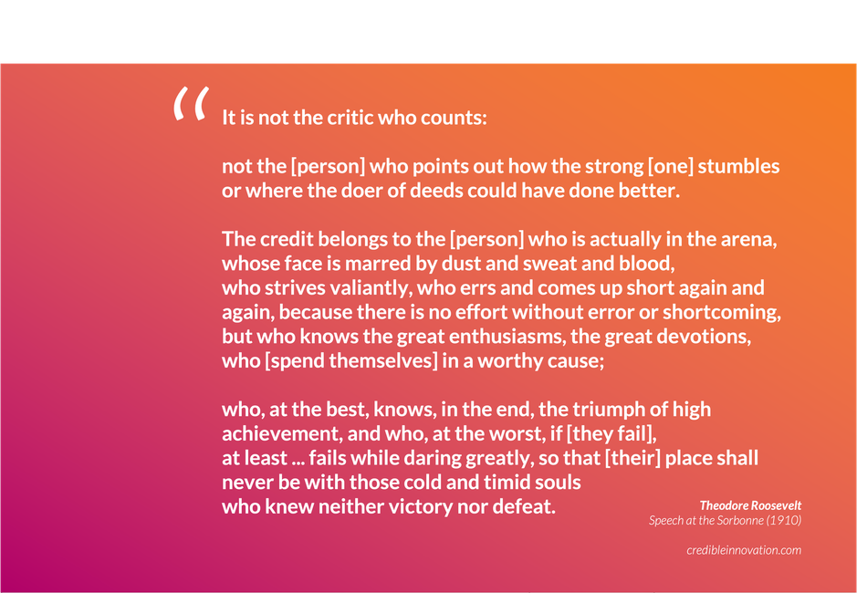 Quote by Theodore Roosevelt listed below, in white text over colorful background