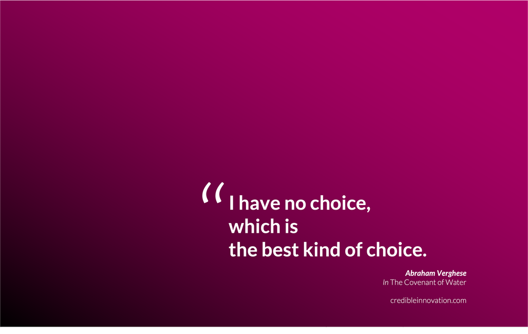 Quote by Abraham Verghese listed below, in white text over colorful background