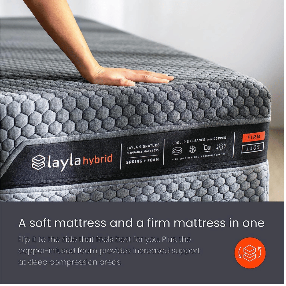 Layla mattress adjusts to combination sleep styles