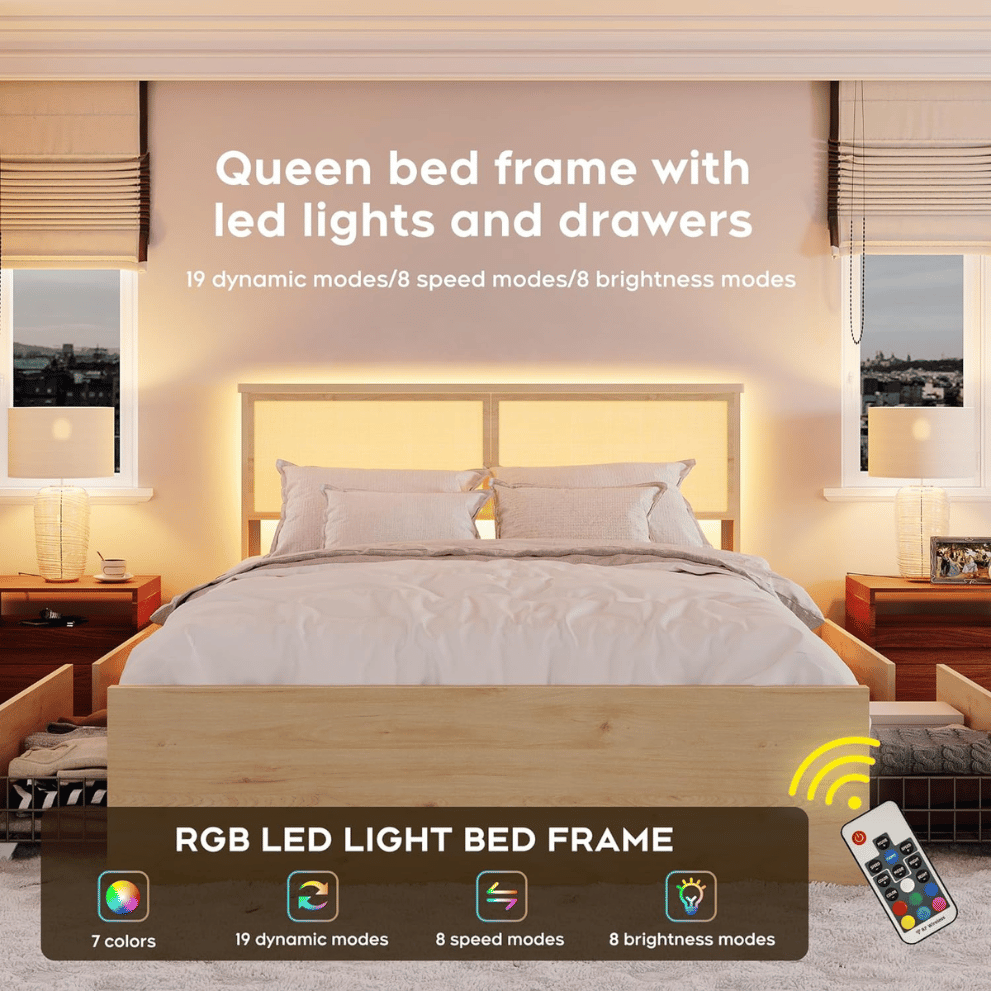 Brafab boho metal cane bed