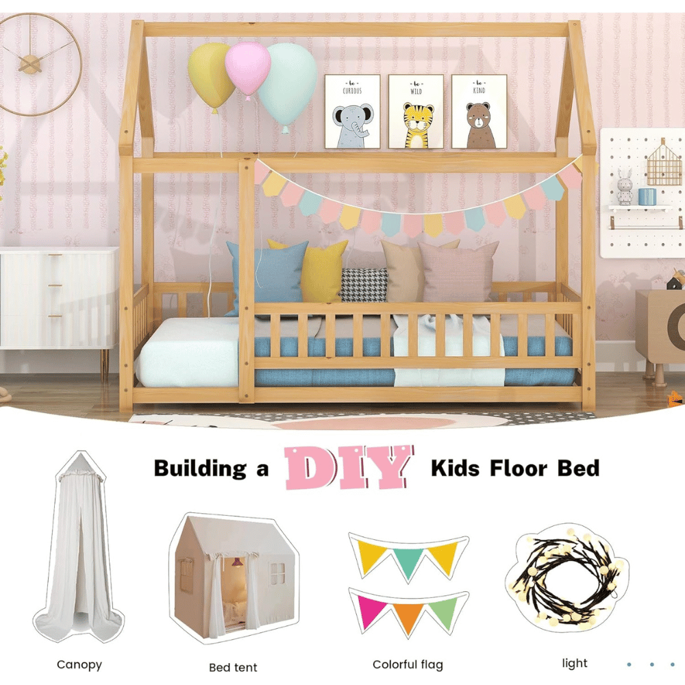 Durable twin house bed frame