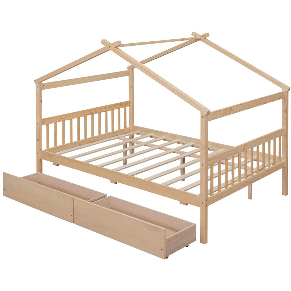 Cozy floor bed house frame