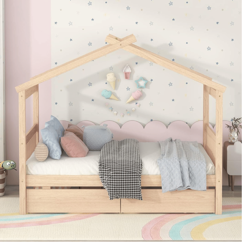 Handmade wooden house bed frame