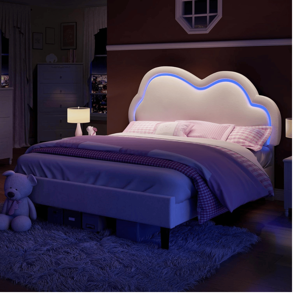  LED bed frame glowing cloud headboard