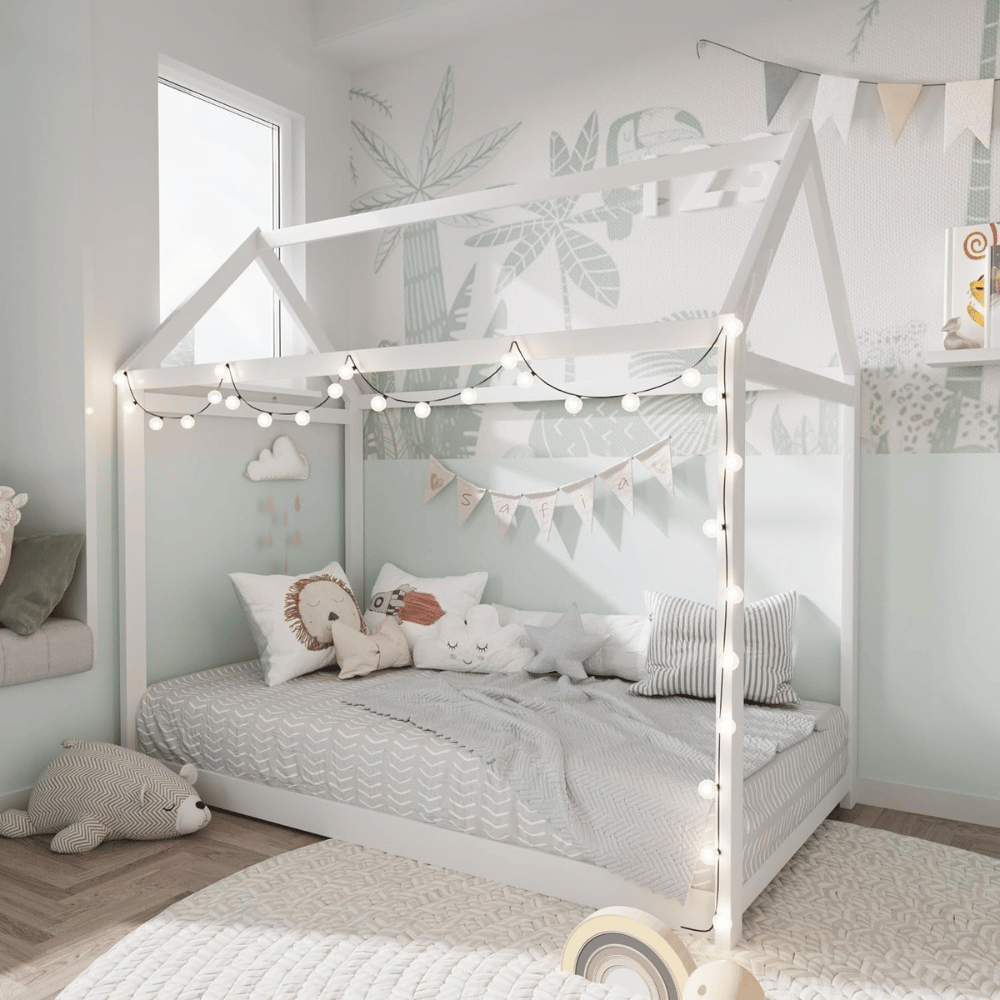 Spacious full size house bed frame