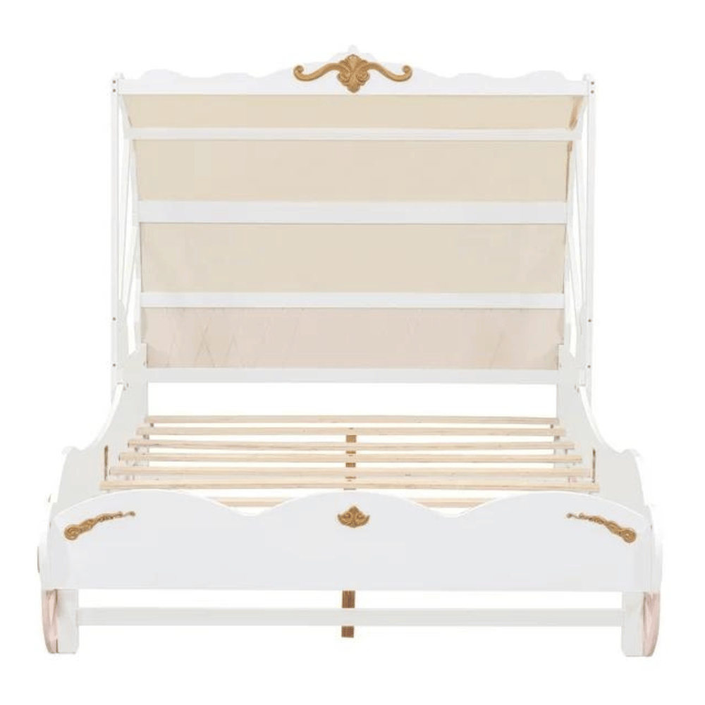 Miekor white carriage twin bed frame