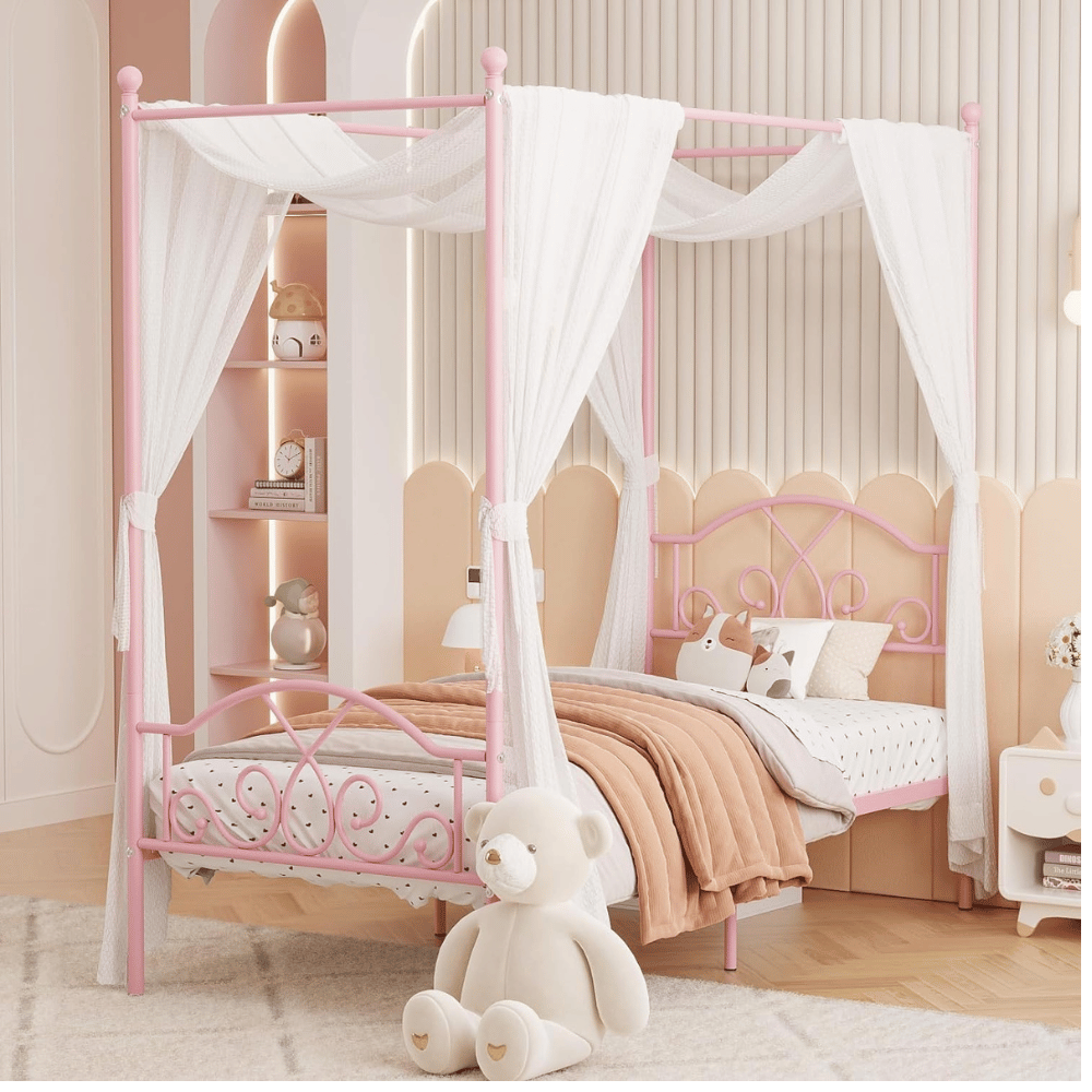 Weehom princess pink canopy bed frame