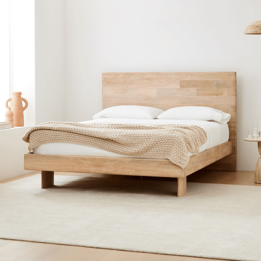 Solid wood bed