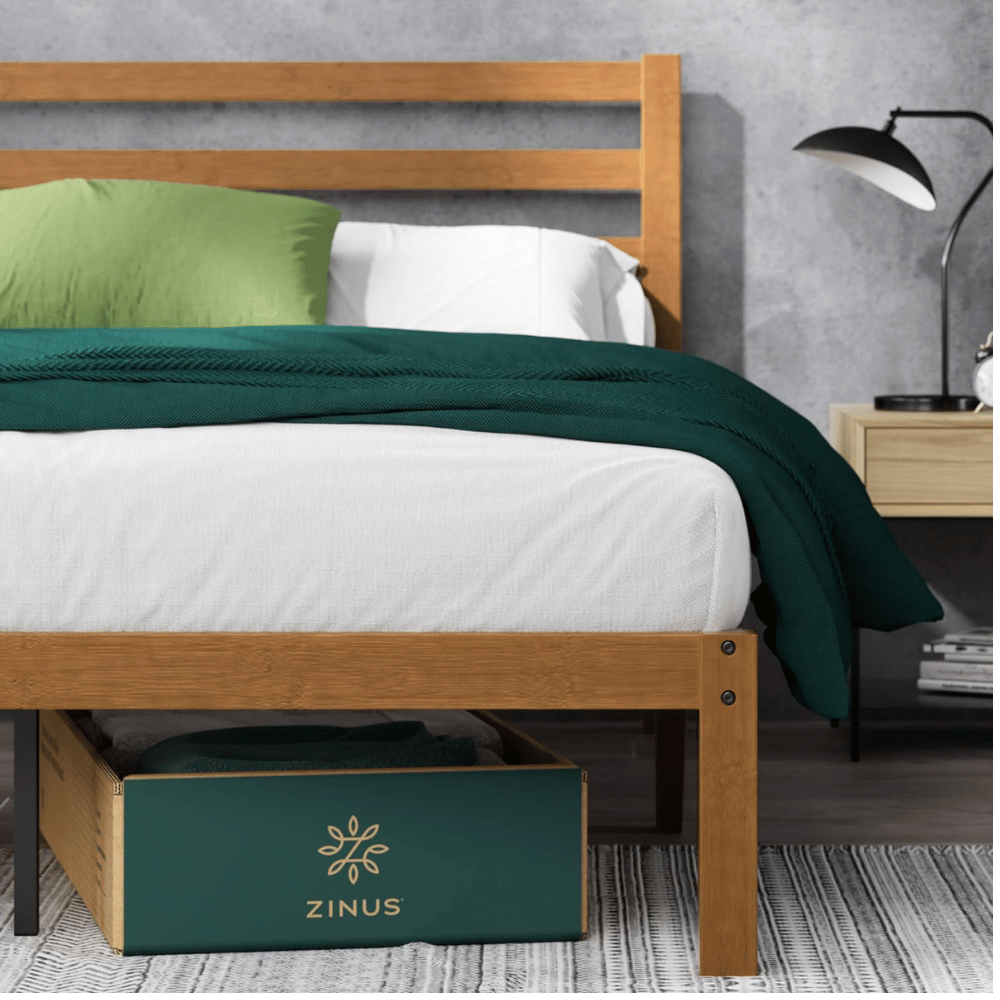 Zinus affordable bamboo bed frame