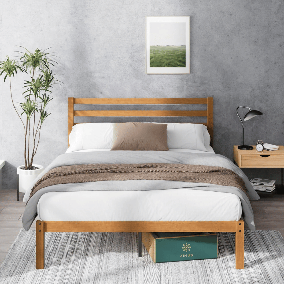 Zinus sturdy bamboo bed frame