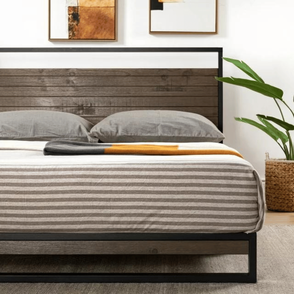 Metal and wood bed