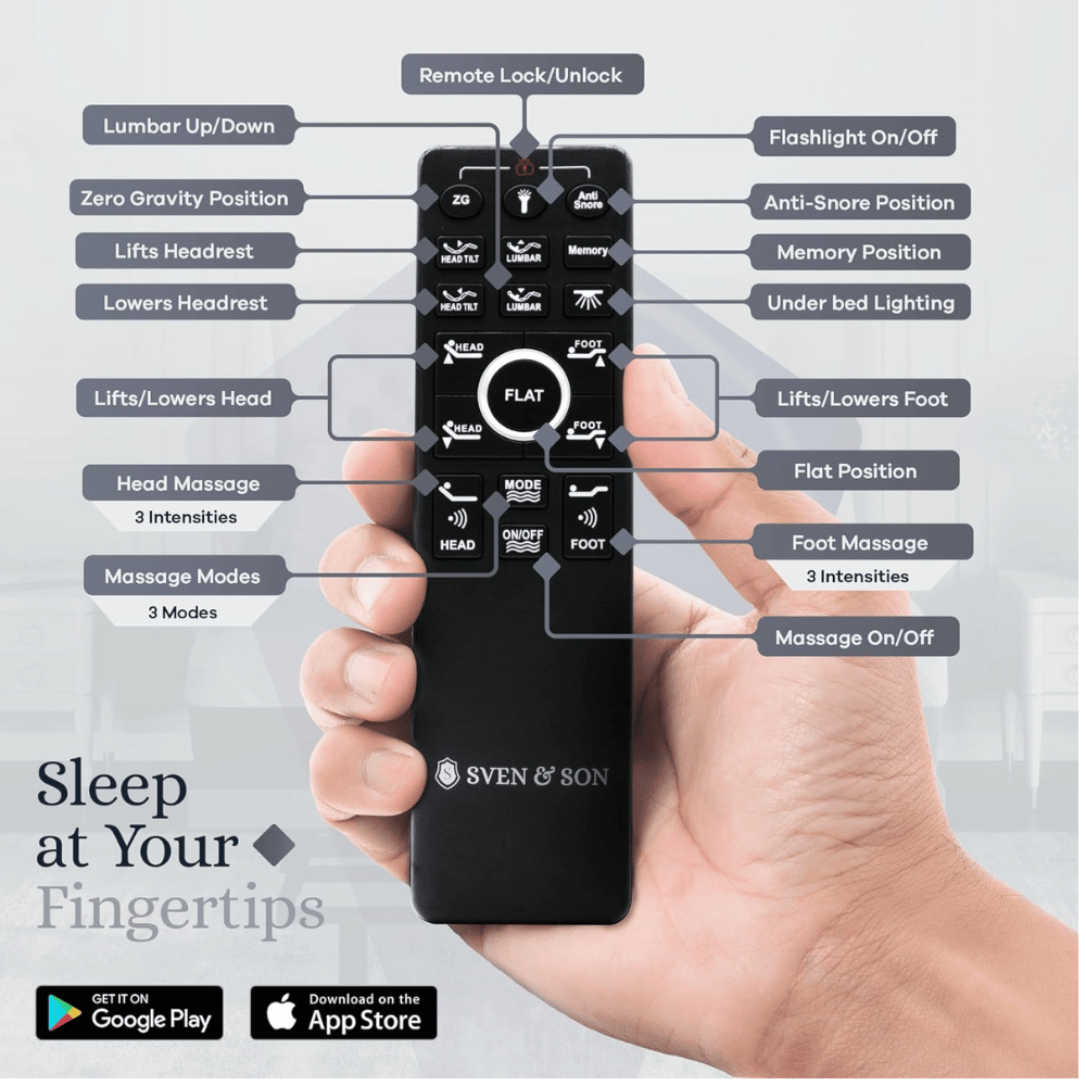 Sven & Son platinum comfort bed remote control