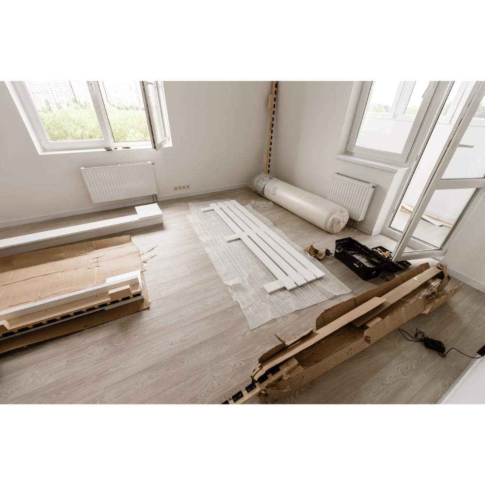 Putting together a bed frame.