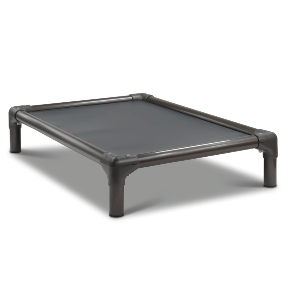 Metal frame dog bed.