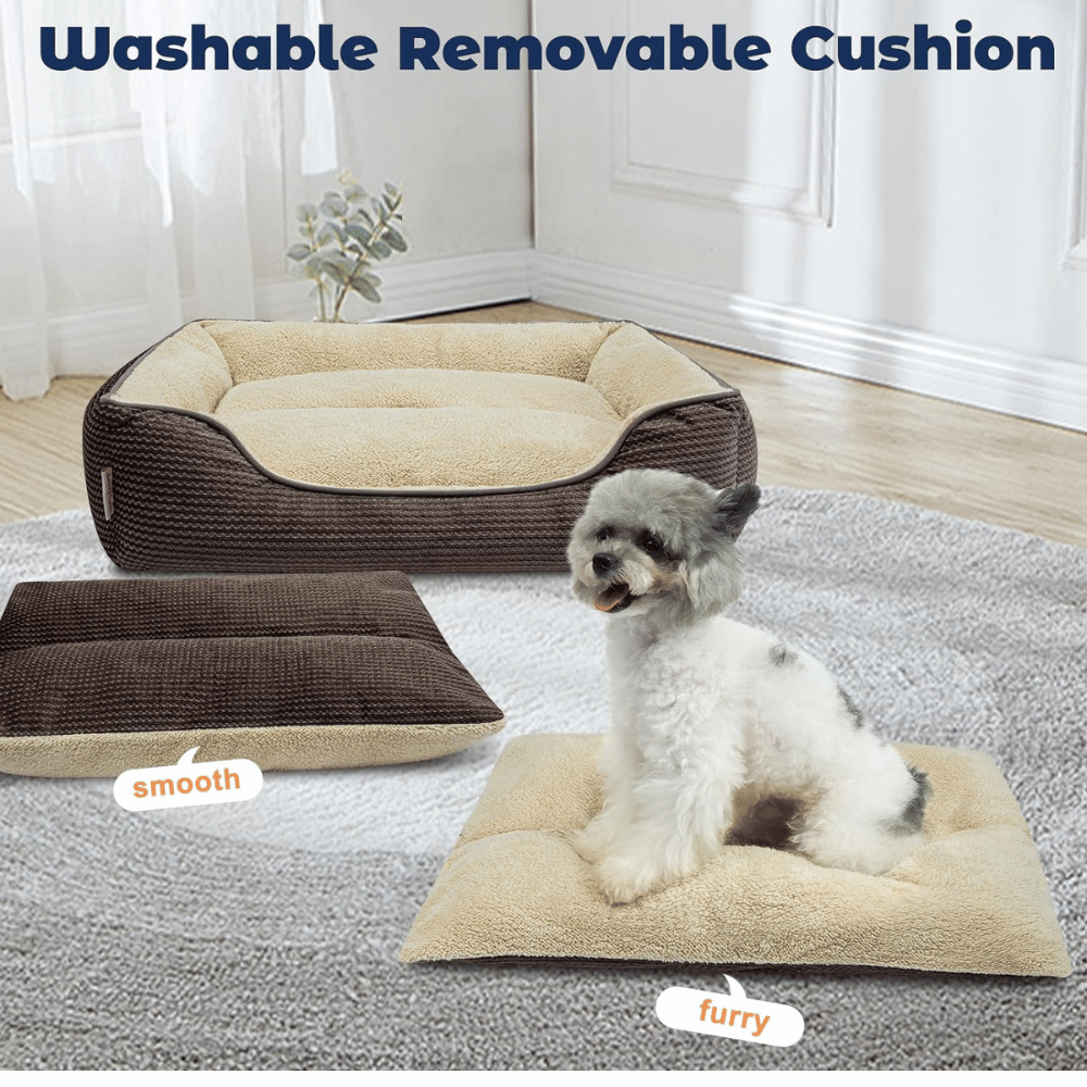 Large dog bed with frame.