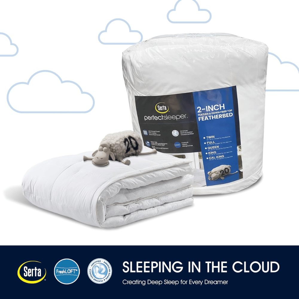 Goose down mattress topper queen on a modern bed setup