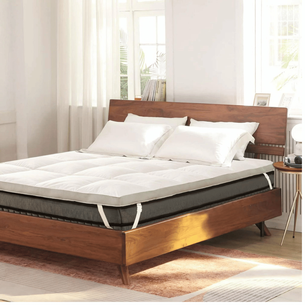 Feather and down mattress topper for year-round comfort