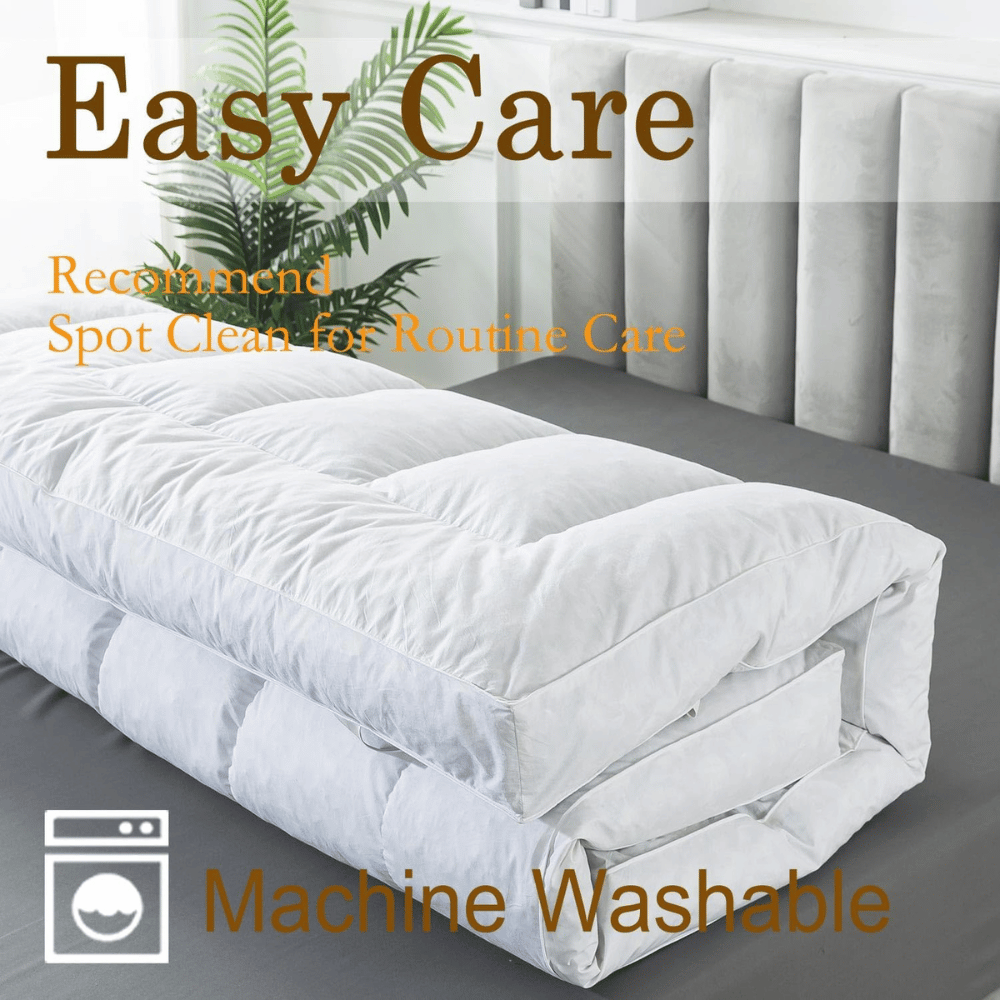 Luxurious feather bed topper on a queen-sized mattress