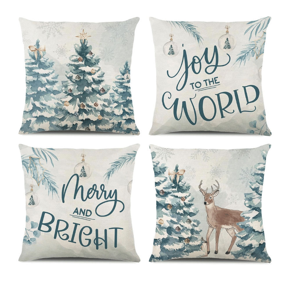 Embroidered holiday christmas pillow covers